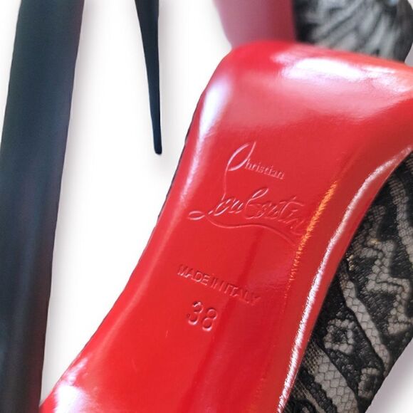 Christian Louboutin Black Dorissima Lace 100 Dentelle Pumps |Size: 38| - Picture 2 of 14